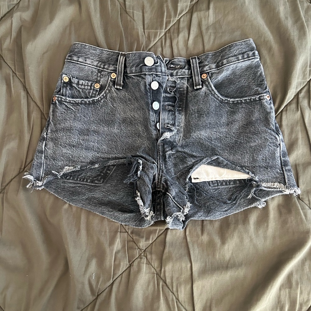 Levi's Gray Jean Shorts Distressed Casual